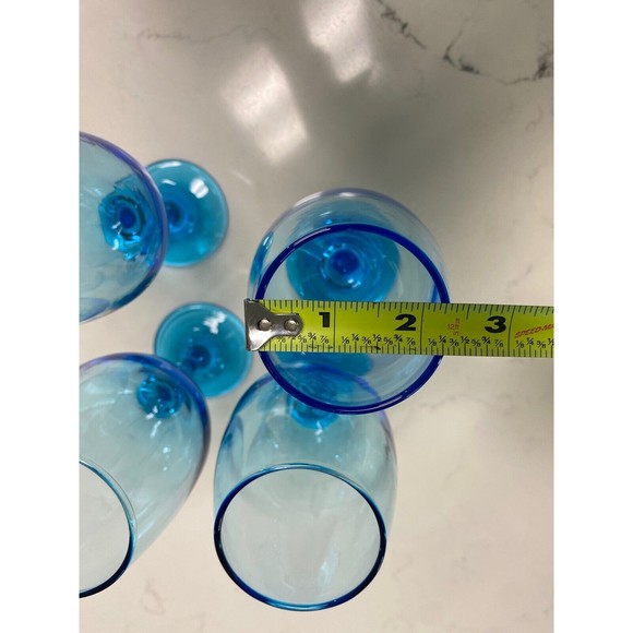 Set Of 4 Vintage Cristar Rioja Sky Blue Water Goblets-Wine Glasses 8 1/8” Tall - Picture 10 of 16